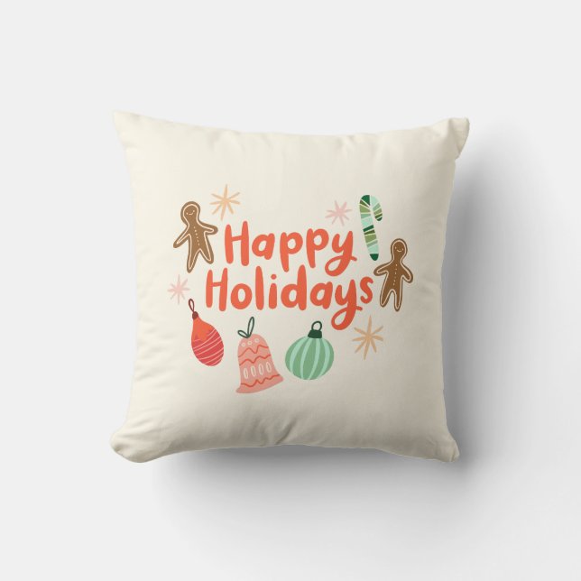 Whimsical Christmas Throw Pillow (Front)