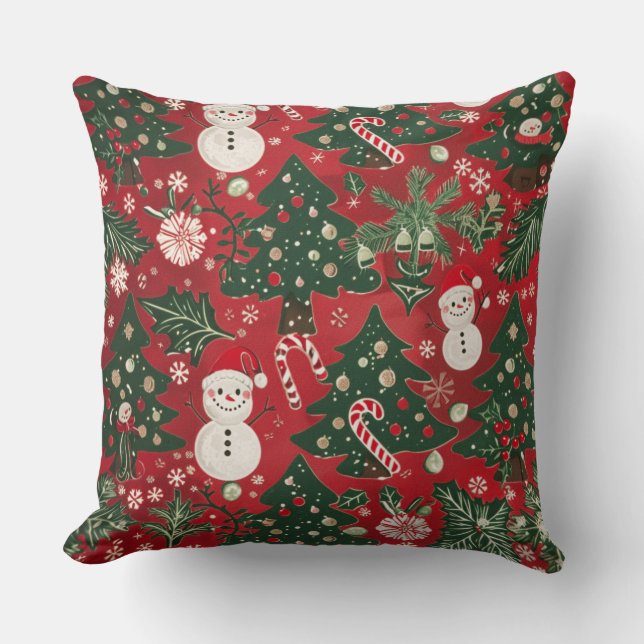 Whimsical Christmas Throw Pillow (Front)