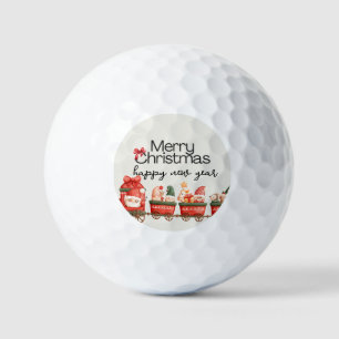 Whimsical Christmas Train Card  Golf Balls