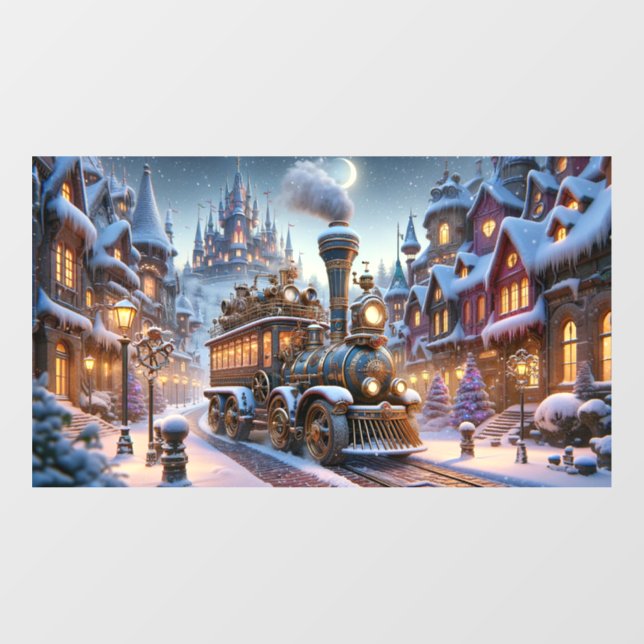 Whimsical Christmas Train Window Cling (Sheet)