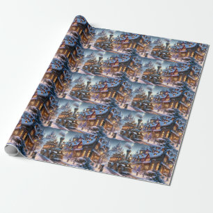 Whimsical Christmas Train Wrapping Paper