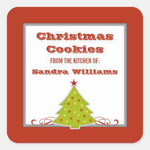Whimsical Christmas Tree Baking Label Stickers