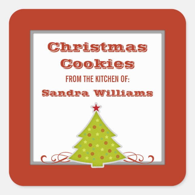 Whimsical Christmas Tree Baking Label Stickers (Front)
