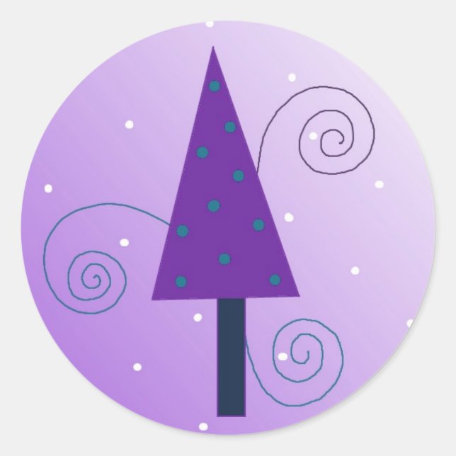 Whimsical Christmas Tree Classic Round Sticker (Front)