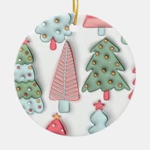 "Whimsical Christmas Tree Collection Ornament" Ceramic Ornament
