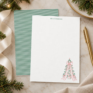 Whimsical Christmas Tree Doodle Family Stationery Card