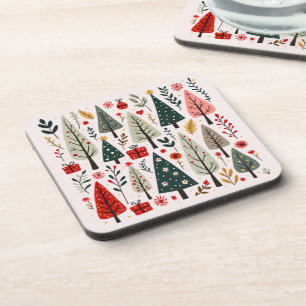 Whimsical Christmas Tree Forest Coaster