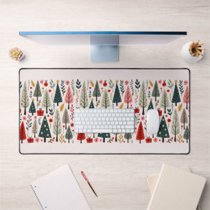 Whimsical Christmas Tree Forest Desk Mat