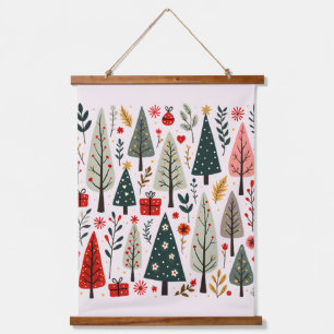Whimsical Christmas Tree Forest Hanging Tapestry