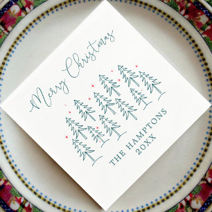 Whimsical Christmas Tree Forest Holiday Party Napkin