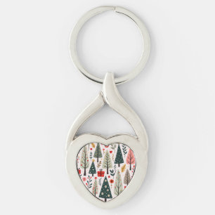 Whimsical Christmas Tree Forest Keychain