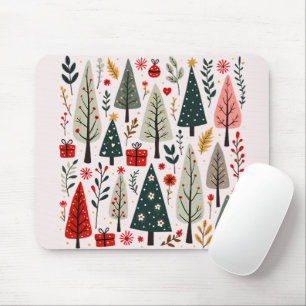 Whimsical Christmas Tree Forest Mouse Pad