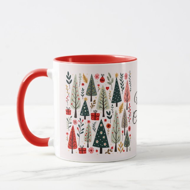Whimsical Christmas Tree Forest Mug (Left)