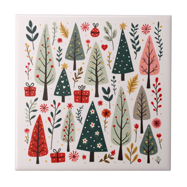 Whimsical Christmas Tree Forest Tile (Front)