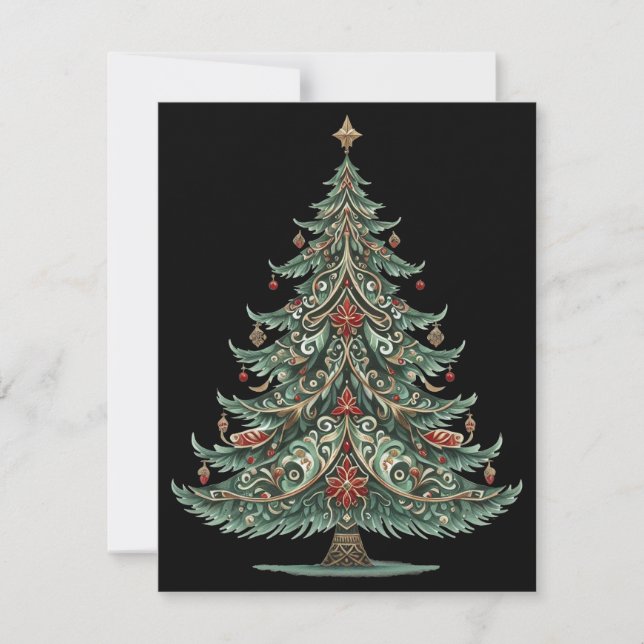 Whimsical Christmas tree holiday card (Front)