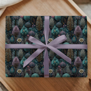 Whimsical Christmas Tree in Purple and Blue Gift Wrapping Paper