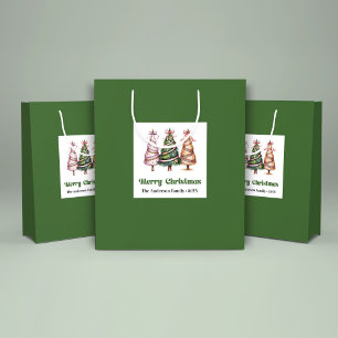 Whimsical Christmas Tree Leopard Print Gift Bag 