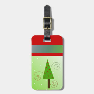 Whimsical Christmas Tree Luggage Tag