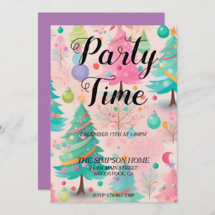 Whimsical Christmas Tree Party Holiday Invitation