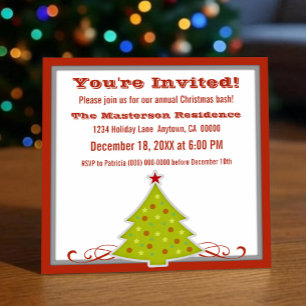 Whimsical Christmas Tree Party Invite