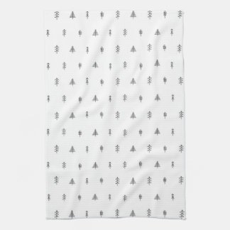 Whimsical Christmas Tree Pattern - Black & White Kitchen Towel