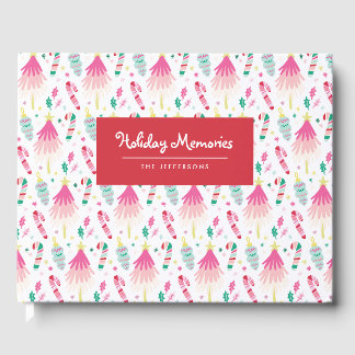 Whimsical Christmas Tree Personalized Holiday Card Guest Book