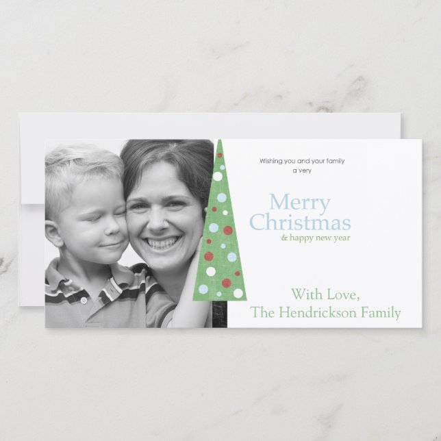 whimsical christmas tree photo greeting holiday card (Front)