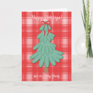 Whimsical Christmas Tree Plaid Holiday Card