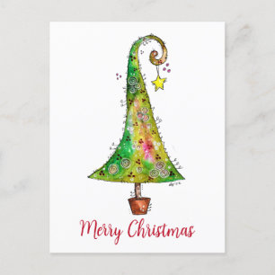 Whimsical Christmas Tree Postcard