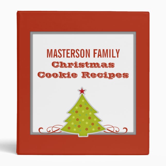 Whimsical Christmas Tree Recipe Binder (1.5 inch) (Front)