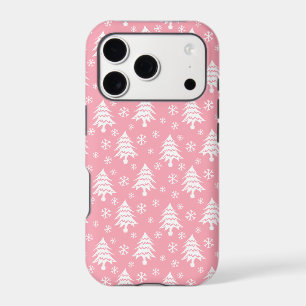 Whimsical Christmas Tree Snowflake Pink White