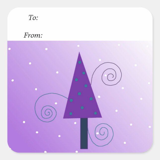 Whimsical Christmas Tree Square Sticker (Front)