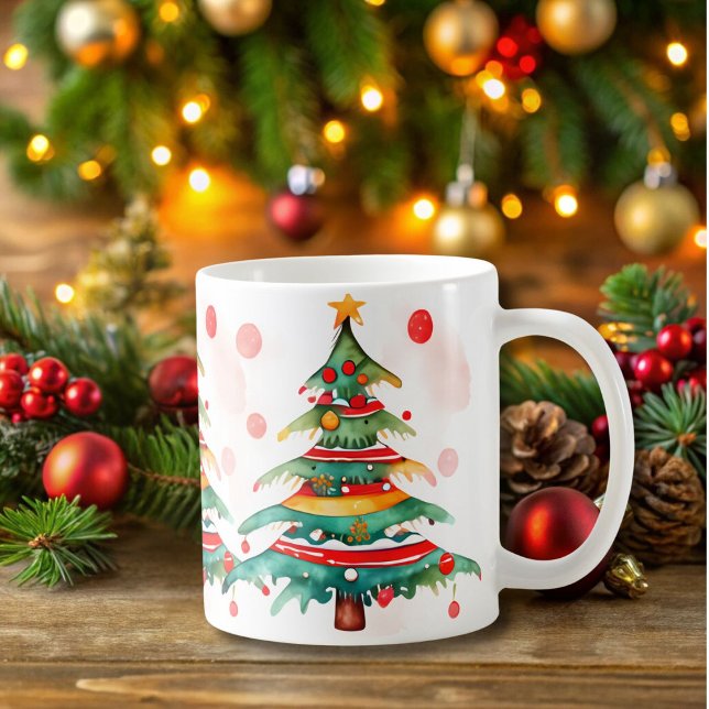 Whimsical Christmas Tree with Ornaments and Dot Coffee Mug (Creator Uploaded)