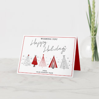 Whimsical Christmas Trees Business Logo Corporate Holiday Card