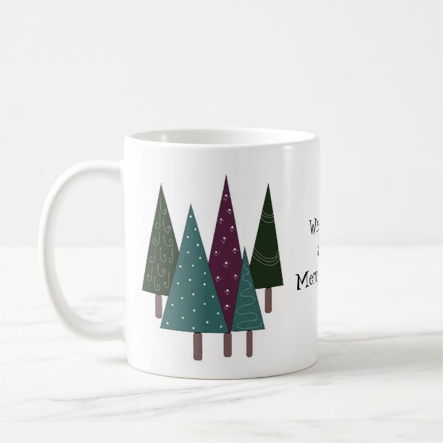 Whimsical Christmas Trees Coffee Mug (Left)