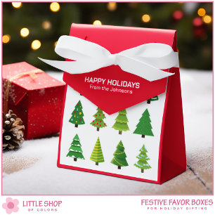 Whimsical Christmas Trees Customizable Favor Box