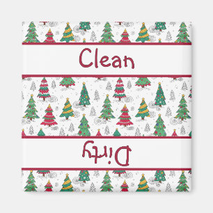 Whimsical Christmas Trees Dishwasher Clean/Dirty Magnet