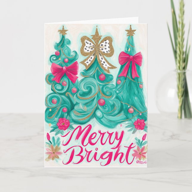 Whimsical Christmas Trees  Holiday Card (Front)