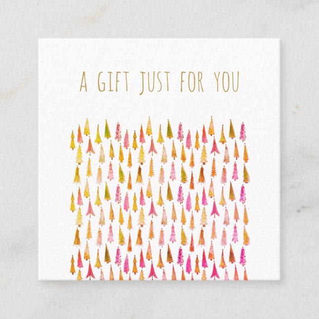 Whimsical Christmas Trees Holiday Gift Certificate (Front)
