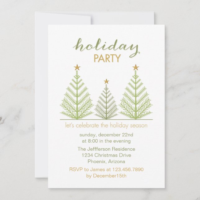 Whimsical Christmas Trees Holiday Party Invitation (Front)