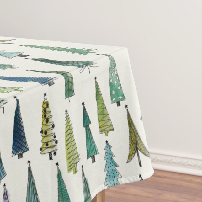 Whimsical Christmas Trees Tablecloth (In Situ)