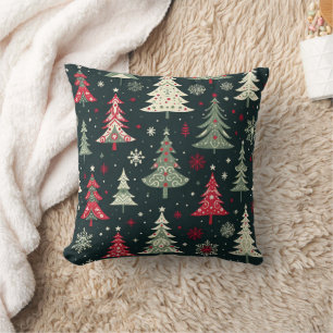 Whimsical Christmas Trees Throw Pillow