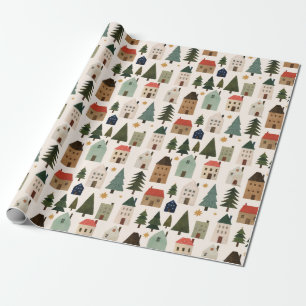 Whimsical Christmas Village Wrapping Paper