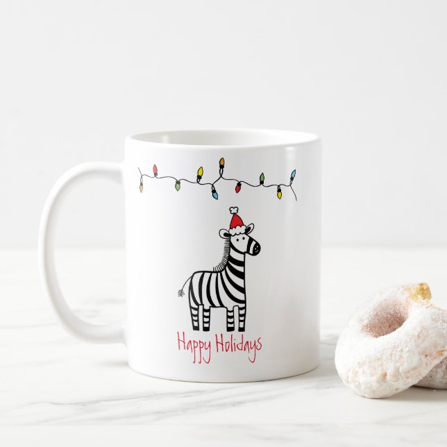 Whimsical Christmas Zebra Coffee Mug (With Donut)