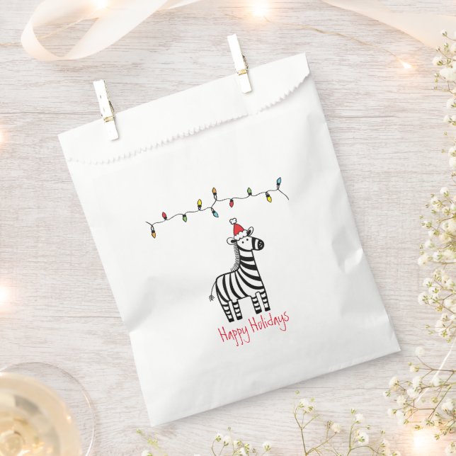 Whimsical Christmas Zebra Favour Bag (Clipped)