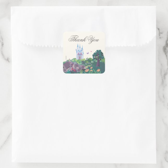 Whimsical Cinderella Castle Baby Shower Thank You Square Sticker (Bag)