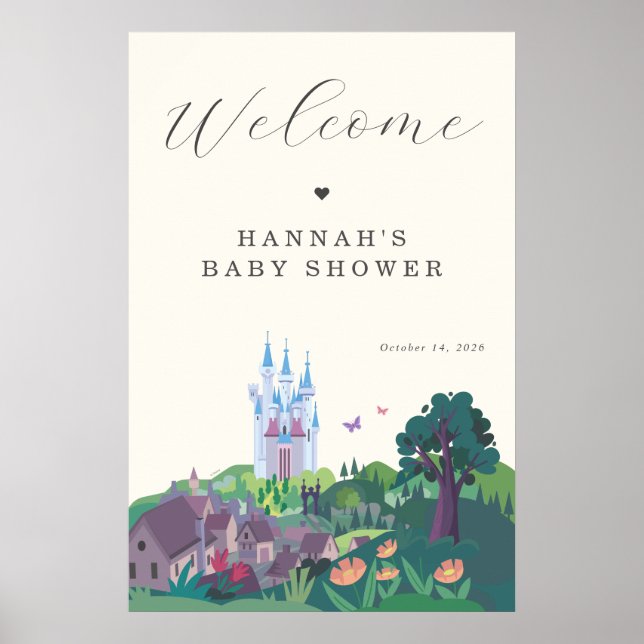 Whimsical Cinderella Castle Baby Shower Welcome Poster (Front)