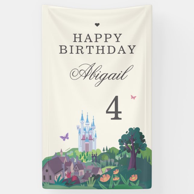 Whimsical Cinderella Castle Girl's Birthday Banner (Vertical)