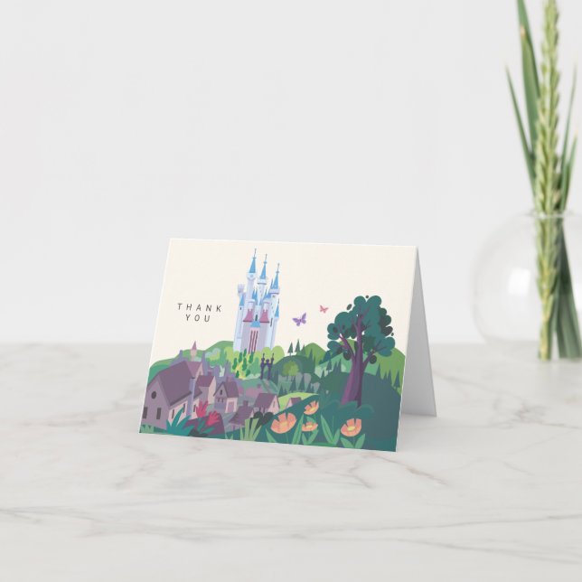 Whimsical Cinderella Castle Wedding Thank You Card (Front)