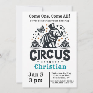 Whimsical Circus Birthday Bash Invitation